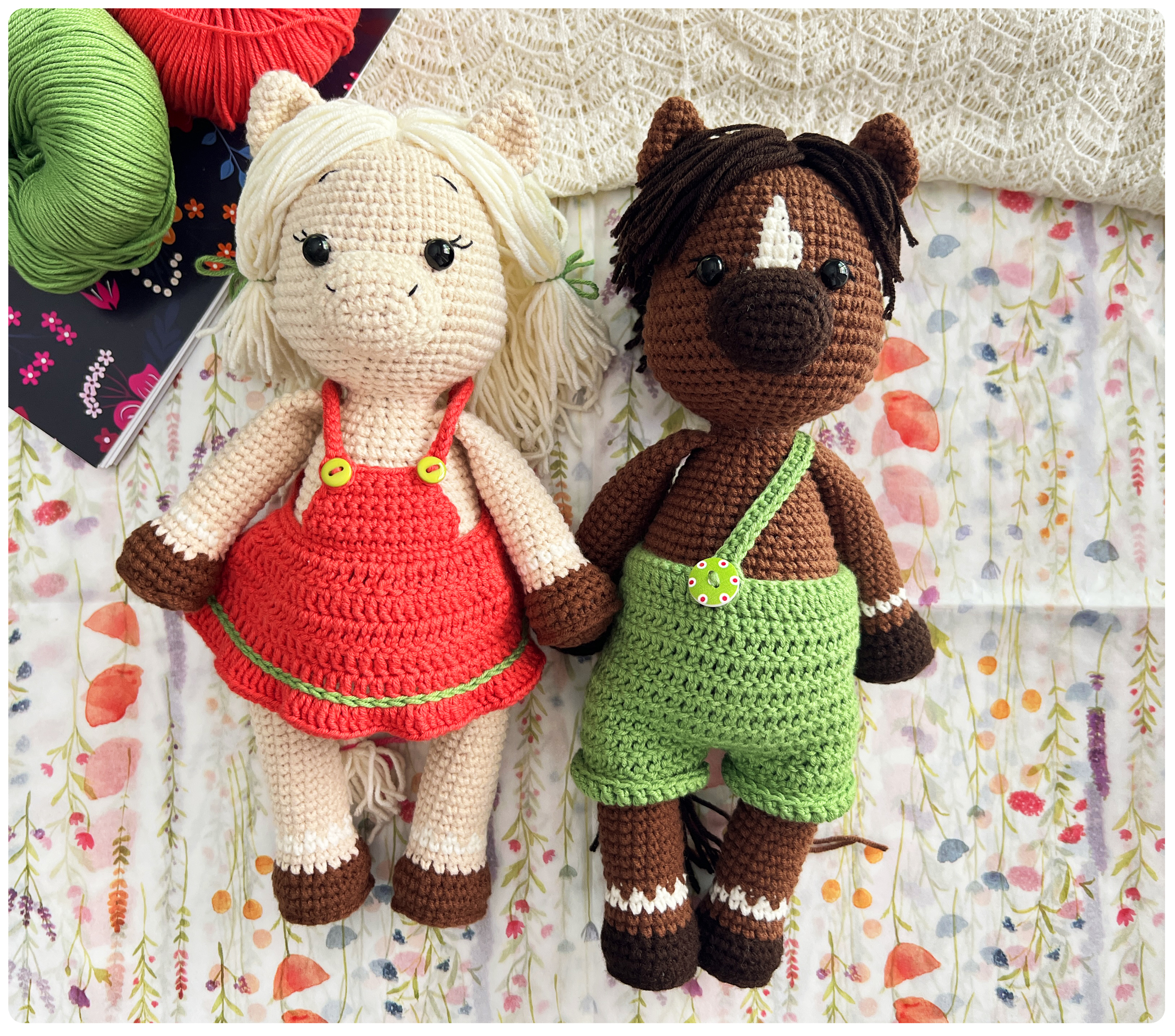 Horse boy and girl with outfits crochet pattern, Animal amigurumi horse doll tutorial