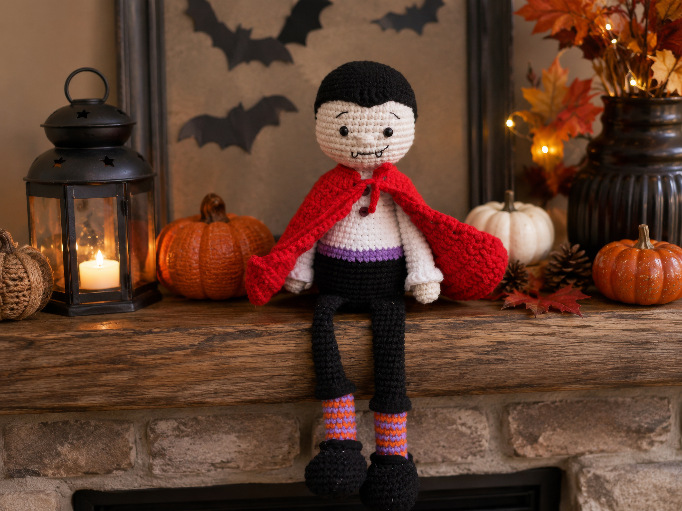 Amigurumi Vampire doll crochet pattern, Halloween Dracula doll tutorial