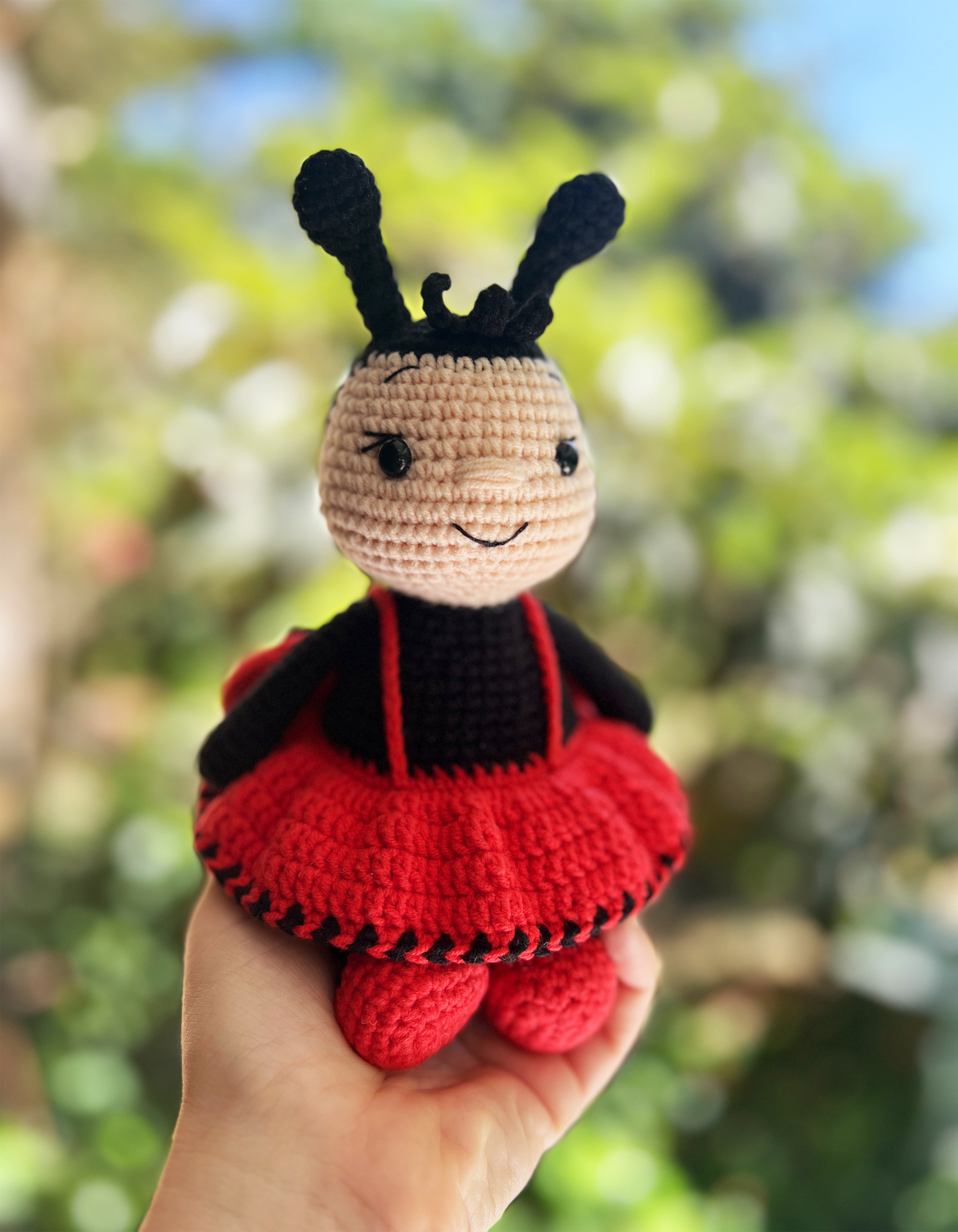 Ladybug doll crochet pattern, Cute amigurumi ladybug