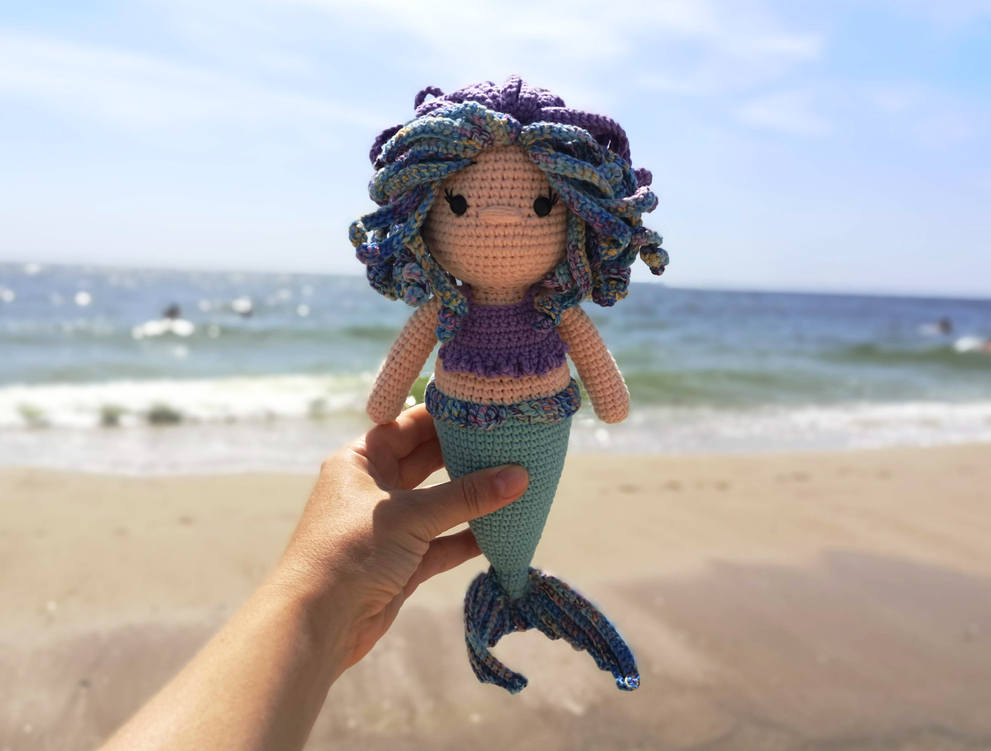 Baby Mermaid Doll crochet pattern, Amigurumi ocean doll tutorial